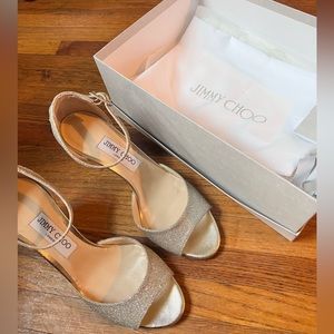 Brand new Jimmy Choo single strap gold heels size 38.5